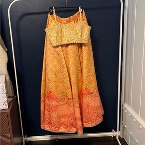Orange, Yellow and Pink Lehenga